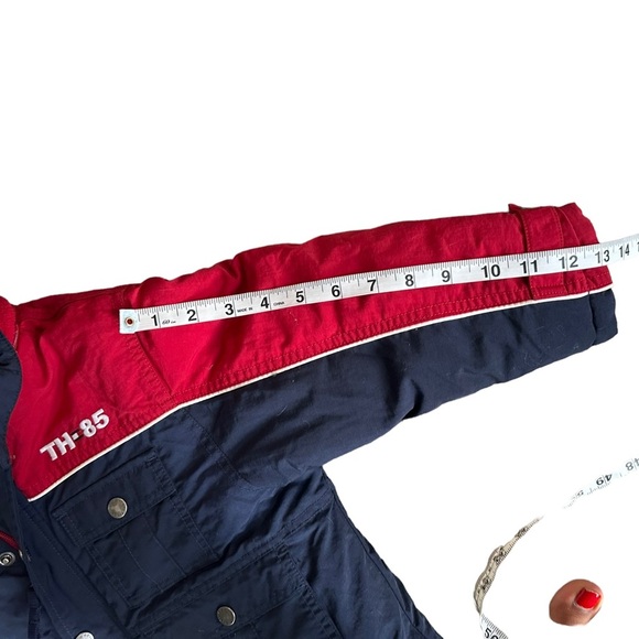 Tommy Hilfiger Boys Youth Navy Blue and Red Puffer Winter Jacket with Hood Sz. 5 - Picture 10 of 11